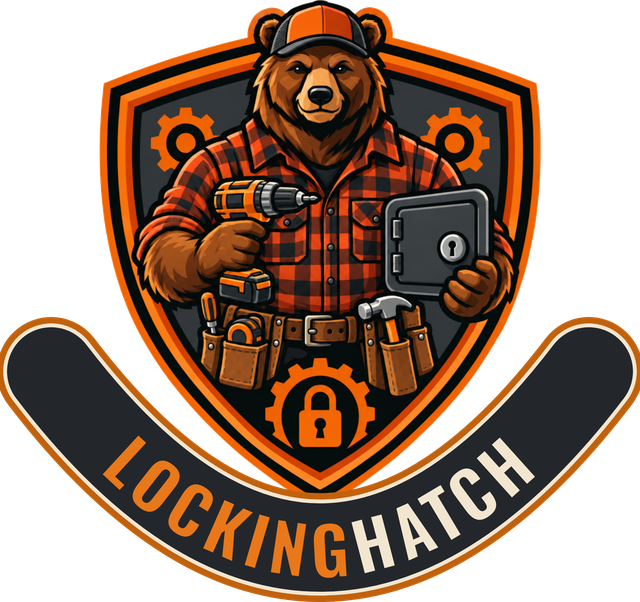 Hank the handyman bear, LockingHatch logo