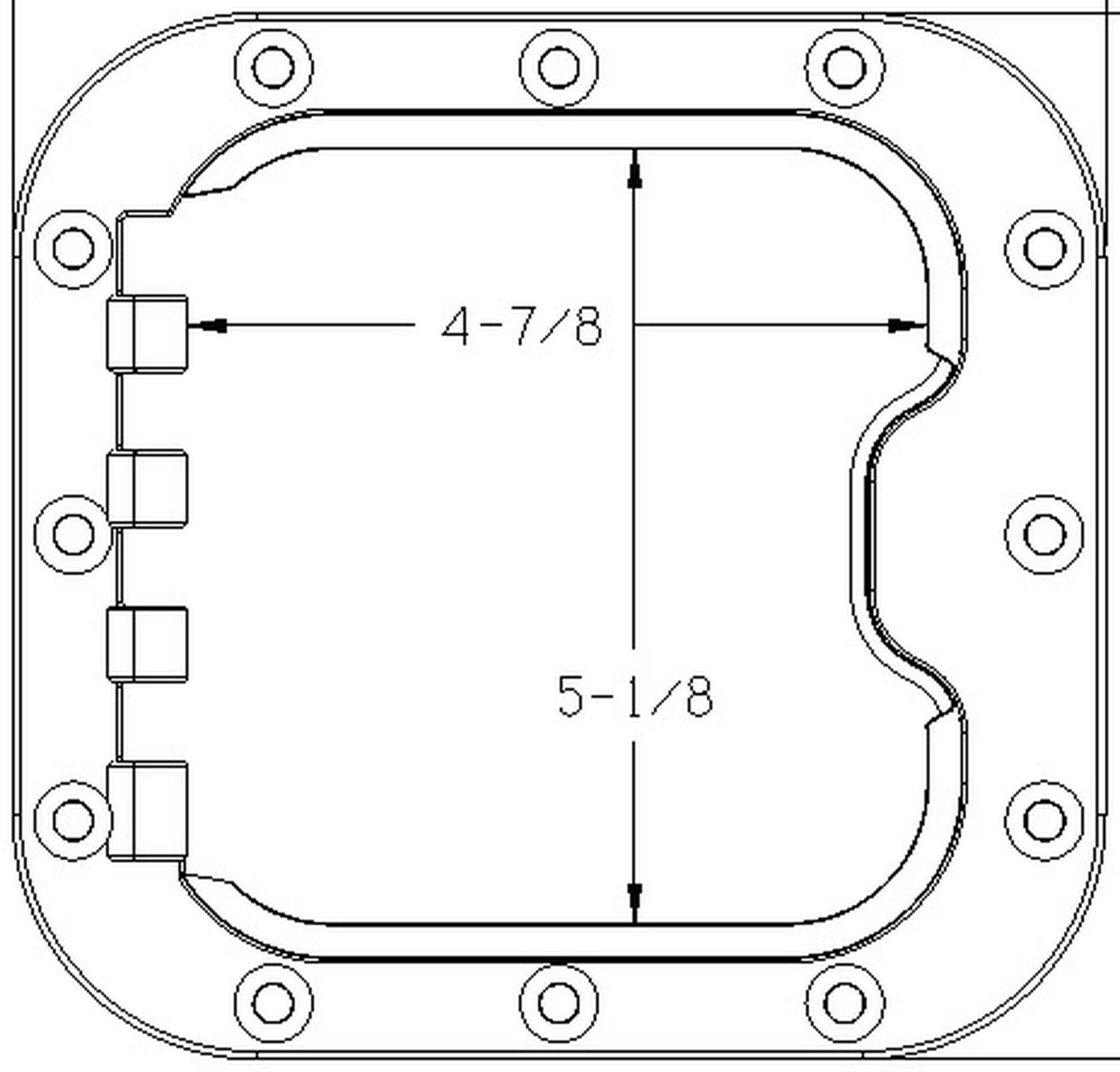 Small Door bezel drawing: Bezel 7-1/4″W × 6-7/8″H · opening 4-7/8″W × 5-1/8″H · 12 mounting holes